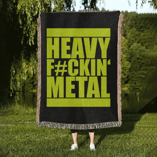 Heavy F#ckin' Metal Hard Rock Fun Music Text Quote Woven Blankets