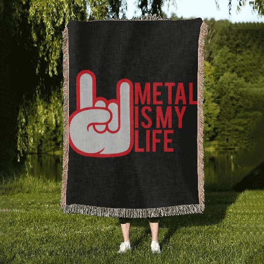 Heavy Metal Is My Life Hard Rock Music Text Quote Woven Blankets