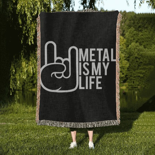 Heavy Metal Is My Life Hard Rock Music Text Quote Woven Blankets