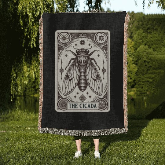 Cicada Tarot Card Brood Emergence Woven Blankets