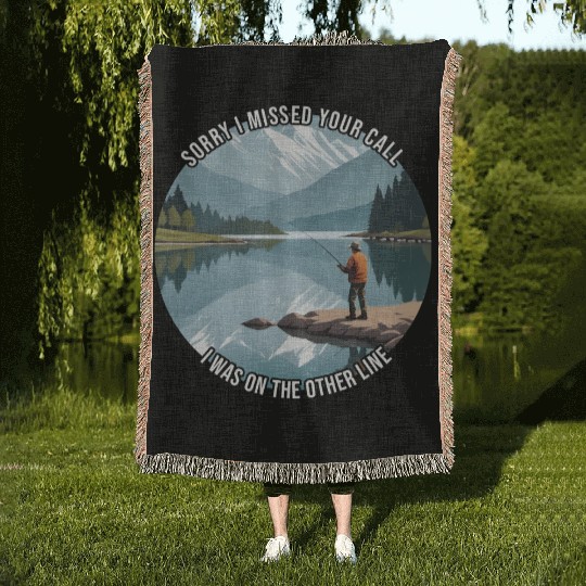 Angler Fishing Fisherman Fish Woven Blankets