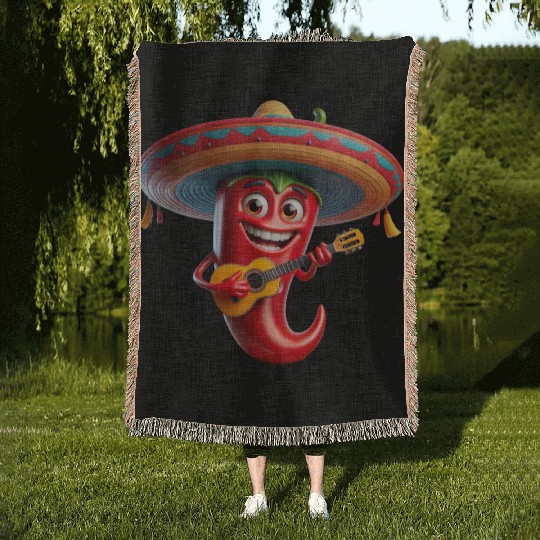 Spicy Mariachi Pepper Woven Blankets
