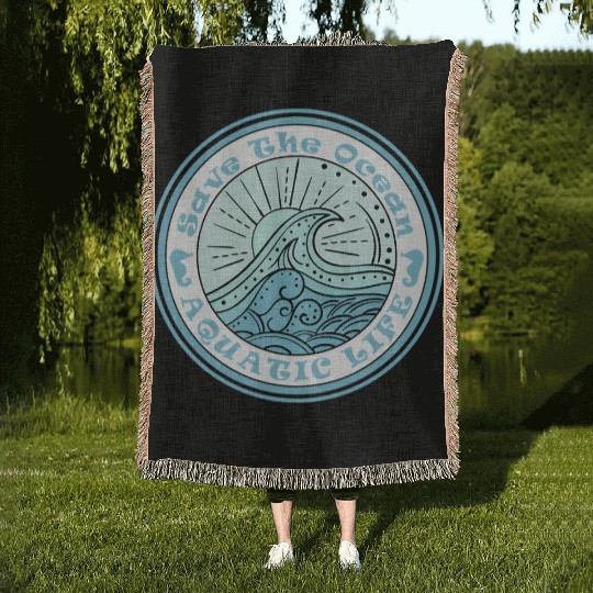 Save The Ocean Woven Blankets