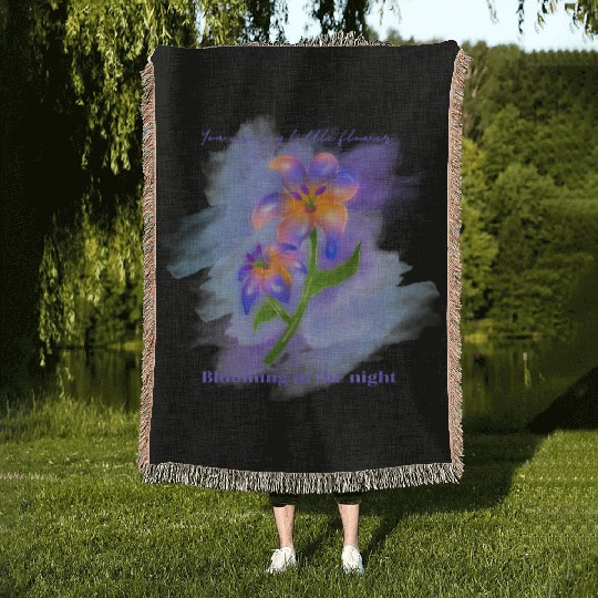 My Midnight Flower Woven Blankets