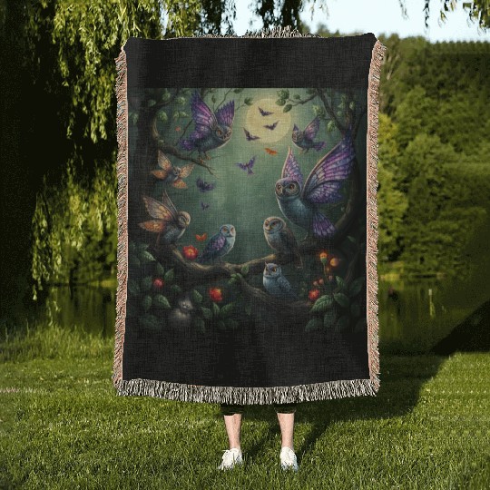 Enchanted Forest Creatures Halloween Ideas Woven Blankets