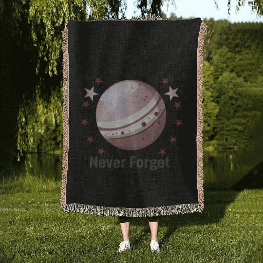 Planet Pluto Never Forget Woven Blankets