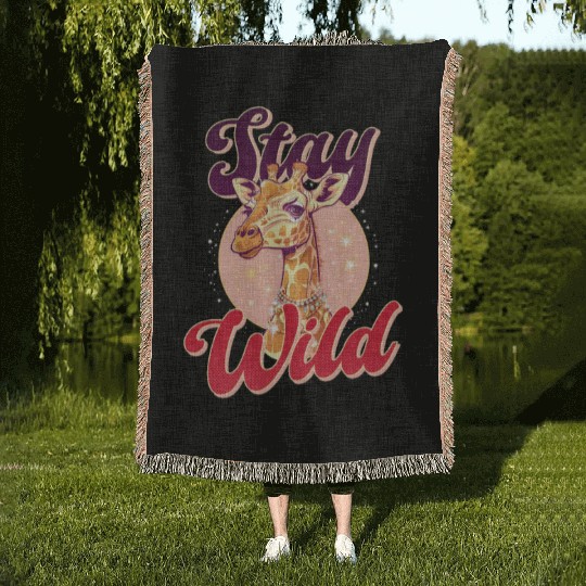 Giraffe Stay Wild Woven Blankets