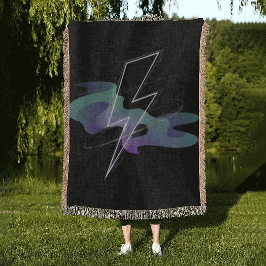 Electric Aurora: Lightning Meets Northern Lights Woven Blankets