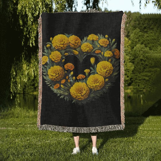 Marigold Flowers Woven Blankets