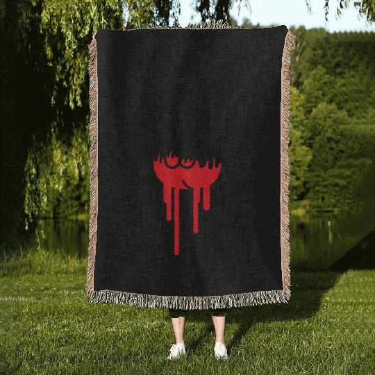 Heavy Metal Graffiti Drop Spray Horns Hand Gesture Woven Blankets