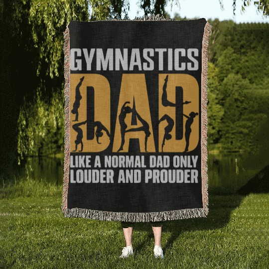 Only Louder & Proudere Dad Funny Gymnastics Dad Woven Blankets