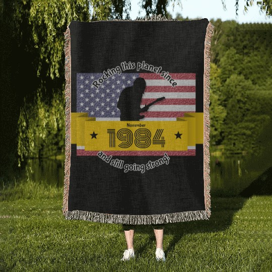 40th birthday Rocking this planet since 11/1984 Woven Blankets