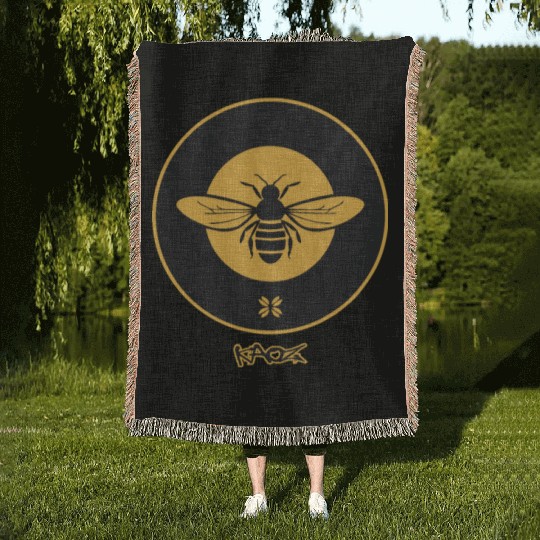 Bee Emblem: Nature's Buzz Woven Blankets
