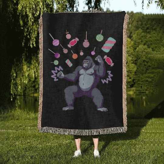 Gorilla candy Woven Blankets