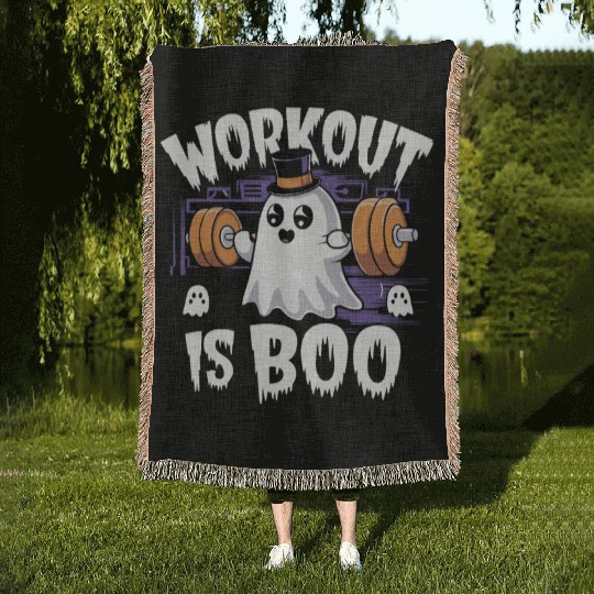 Workout Is Boo Gym Fitness Halloween Top Woven Blankets