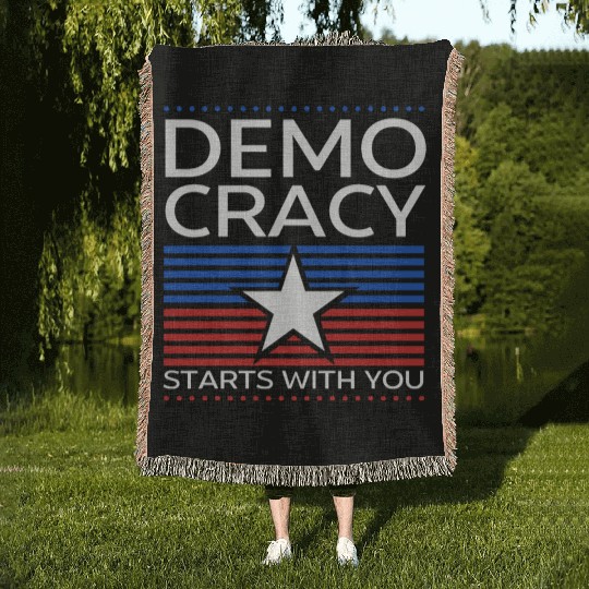 Democracy Starts with You - Election - Vote Woven Blankets