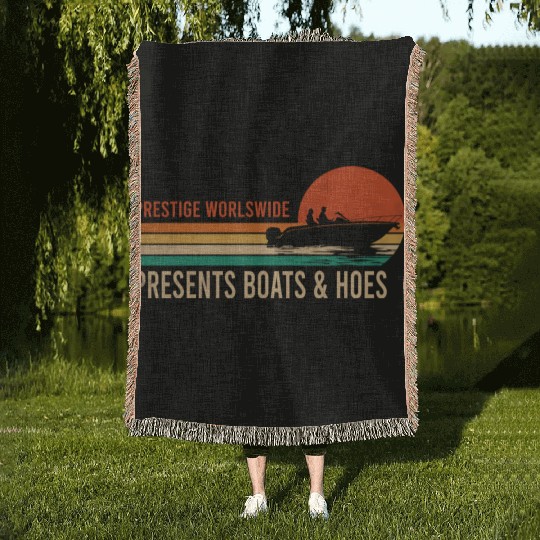 Vintage Retro Prestige Presents Boats And Hoes Woven Blankets