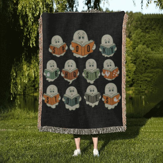Spooky Stories Book Club - Happy Halloween Woven Blankets