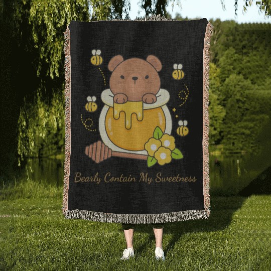 Bearly Contain My Sweetness Woven Blankets
