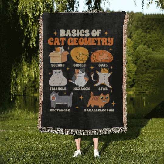 Math Teacher Life Teaching Basics Of Cat Geometry Woven Blankets