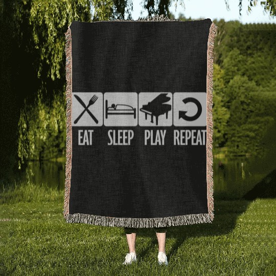 Play Every Day Piano Daily Eat Sleep Repeat Quote Woven Blankets