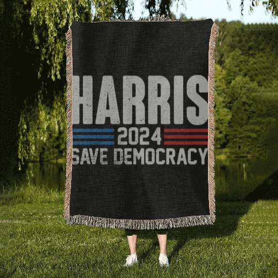Kamala Harris 2024 flag Woven Blankets
