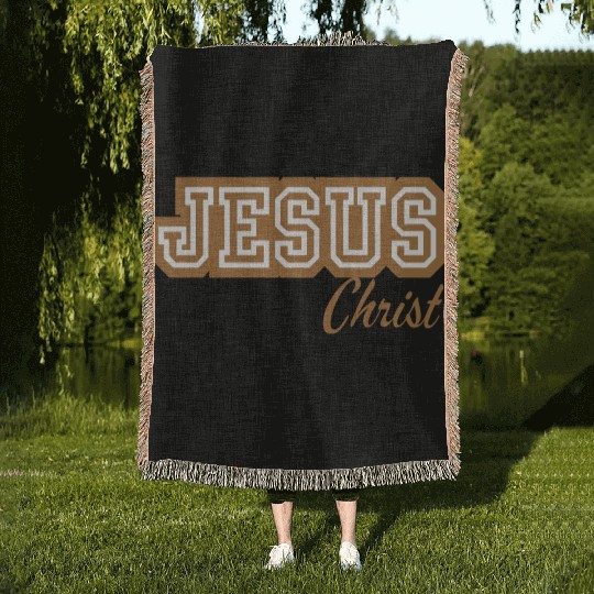 Letterman Tan Jesus Woven Blankets