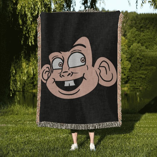 Monkey Face Sweet Cute Little Head Laughs Happy Woven Blankets