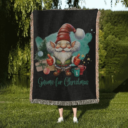 Thumbs Up Gnome for the Holidays Gnome Sweet Gnome Woven Blankets