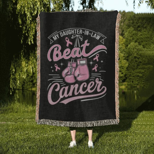 My Daughter-In-Law Beat Cancer Breast Cancer Woven Blankets