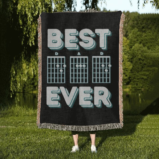 Best Dad Ever Guitar Notes Woven Blankets