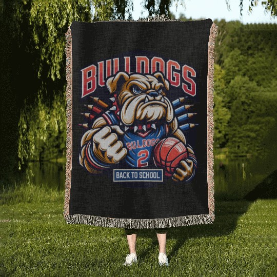 Bulldogs Mascot Back To School Team Spirit Woven Blankets