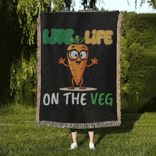 Funny plant based design_ carrot with funny Vegan Woven Blankets