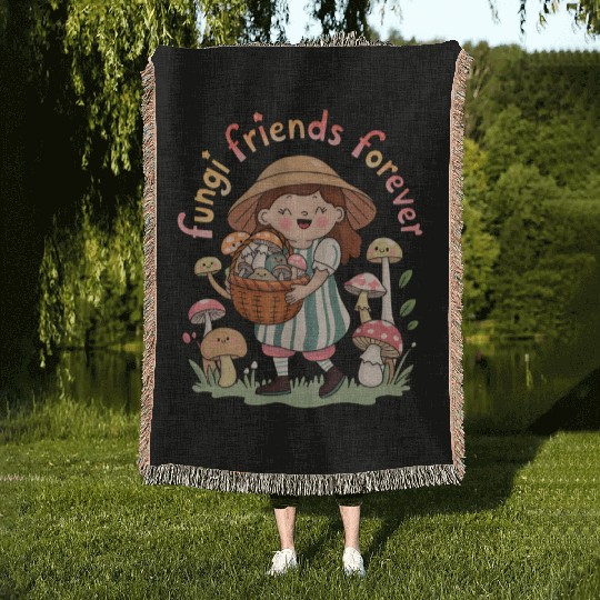 Fungi Friends Forever Woven Blankets