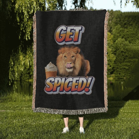 Fierce Lion 'Get Spiced!' Pumpkin Spice Fall Desig Woven Blankets