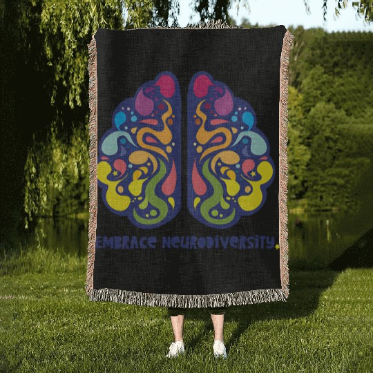 embrace neurodiversity Woven Blankets