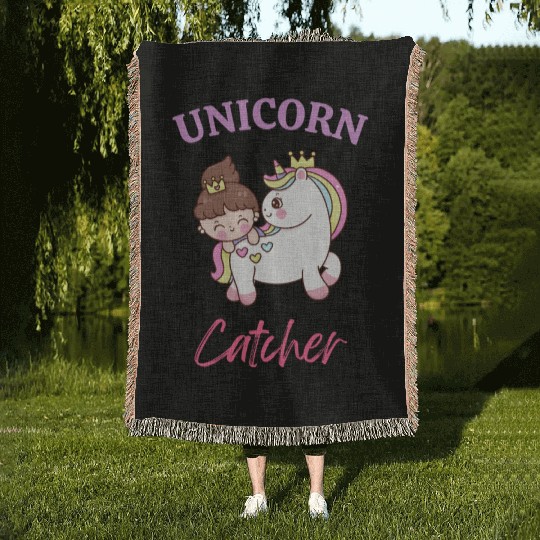 Unicorn Catcher For Adventurous Girls and Boys Woven Blankets