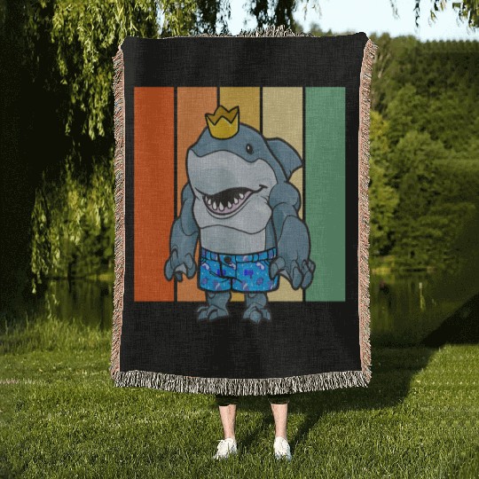 Royal Wave Rider: Adorable Crowned Shark in Woven Blankets