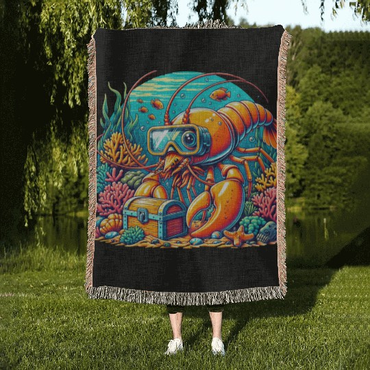Shrimp Exploration-Underwater Adventure Woven Blankets
