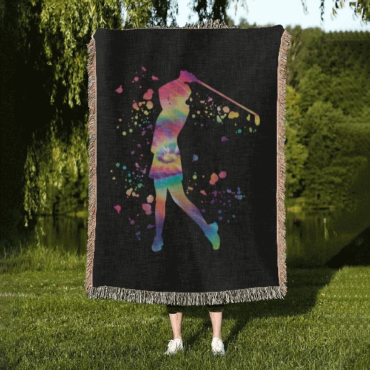 Golfer Colorsplash Kids Miniature Golf Woven Blankets