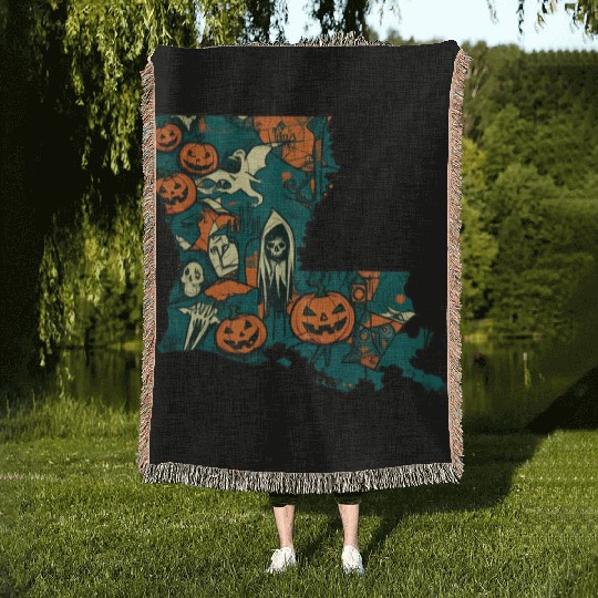 Louisiana USA Halloween Woven Blankets