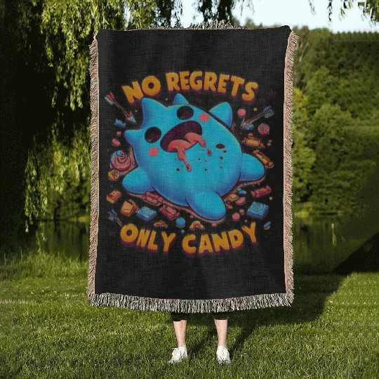 Stitch Halloween No Regrets Only Candy Woven Blankets