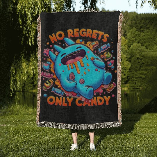 Disneyland Stitch Halloween No Regrets Only Candy Woven Blankets