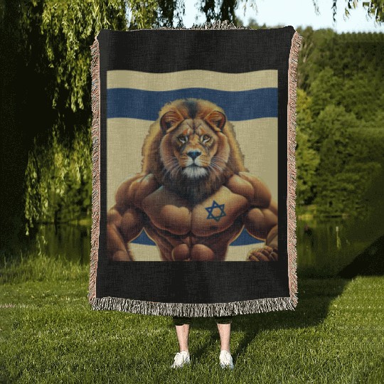 Strength and Unity: The Lion of Israel, Israeli Pa Woven Blankets