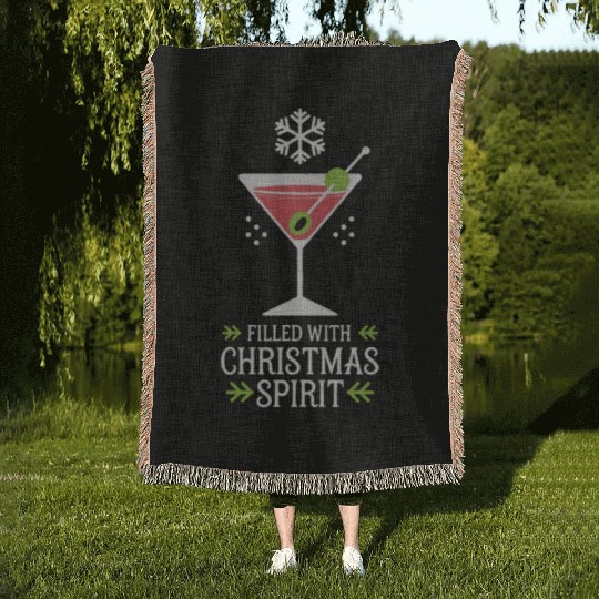 Filled With Christmas Spirit Festive Cocktail Woven Blankets