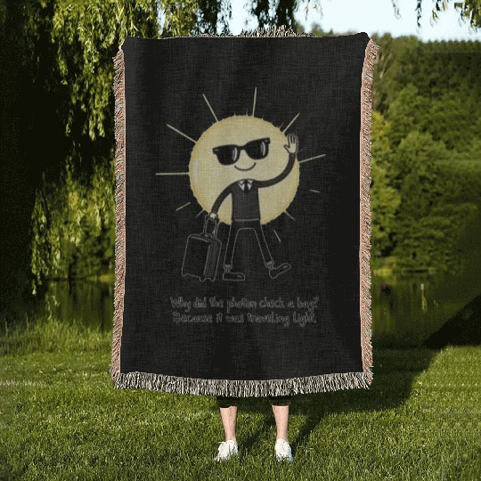 Photon Traveling Light Science Joke 1 Woven Blankets