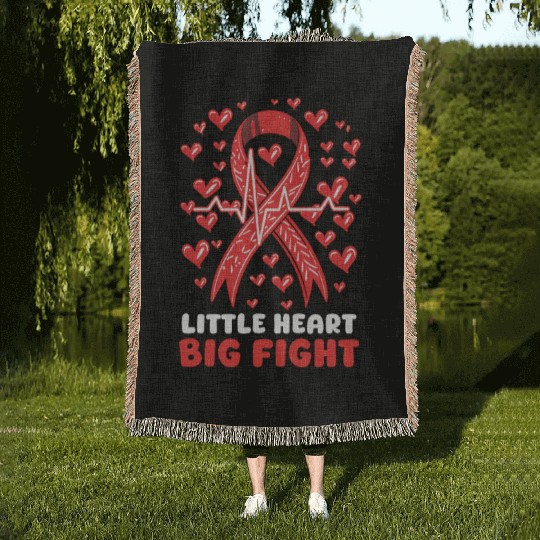 CHD Awareness Little Heart, Big Fight Woven Blankets