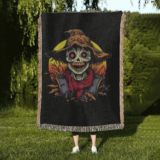 Cartoon Horror Scarecrow Woven Blankets
