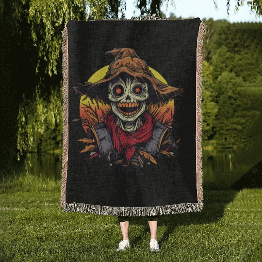 Cartoon Horror Scarecrow Woven Blankets