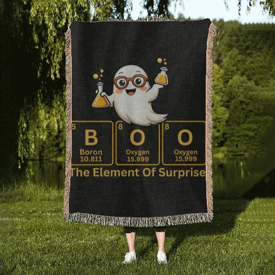 Boo - The Element of Surprise Chemistry Ghost Woven Blankets